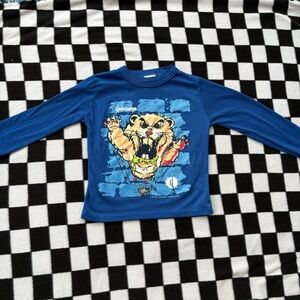 Kids Blue vintage goosebumps long sleeve pajama top, size 4-5